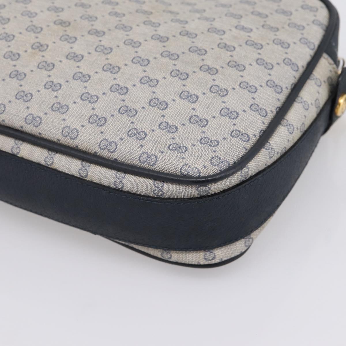 GUCCI Micro GG Supreme Shoulder Bag PVC Navy Gold 007 084 0423 Auth 201500