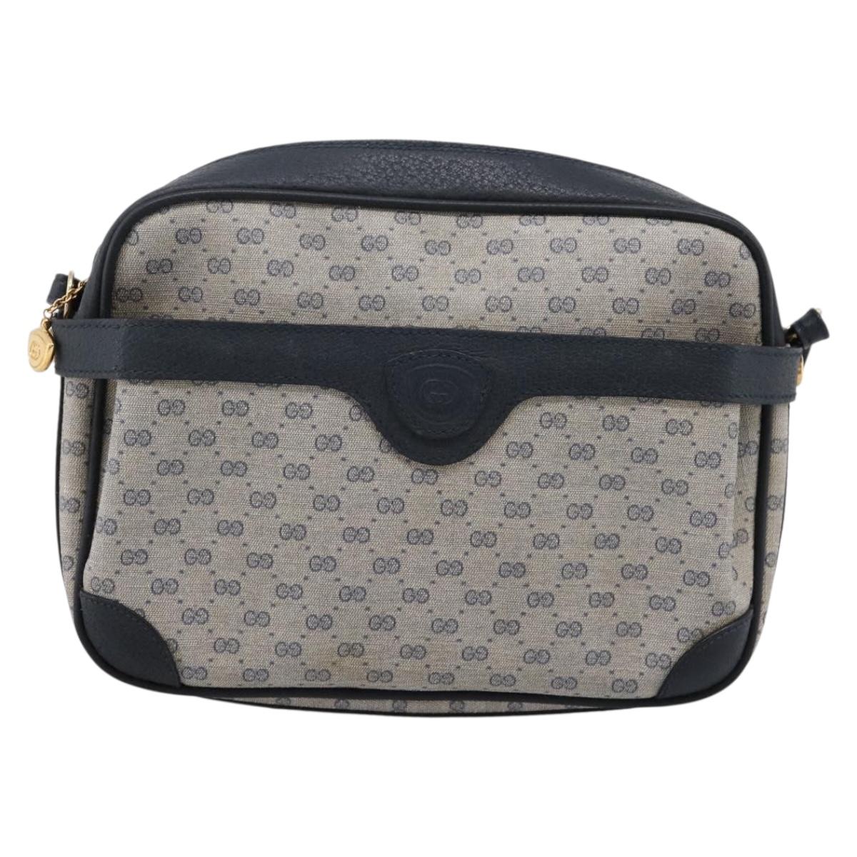 GUCCI Micro GG Supreme Shoulder Bag PVC Navy Gold 007 084 0423 Auth 201500
