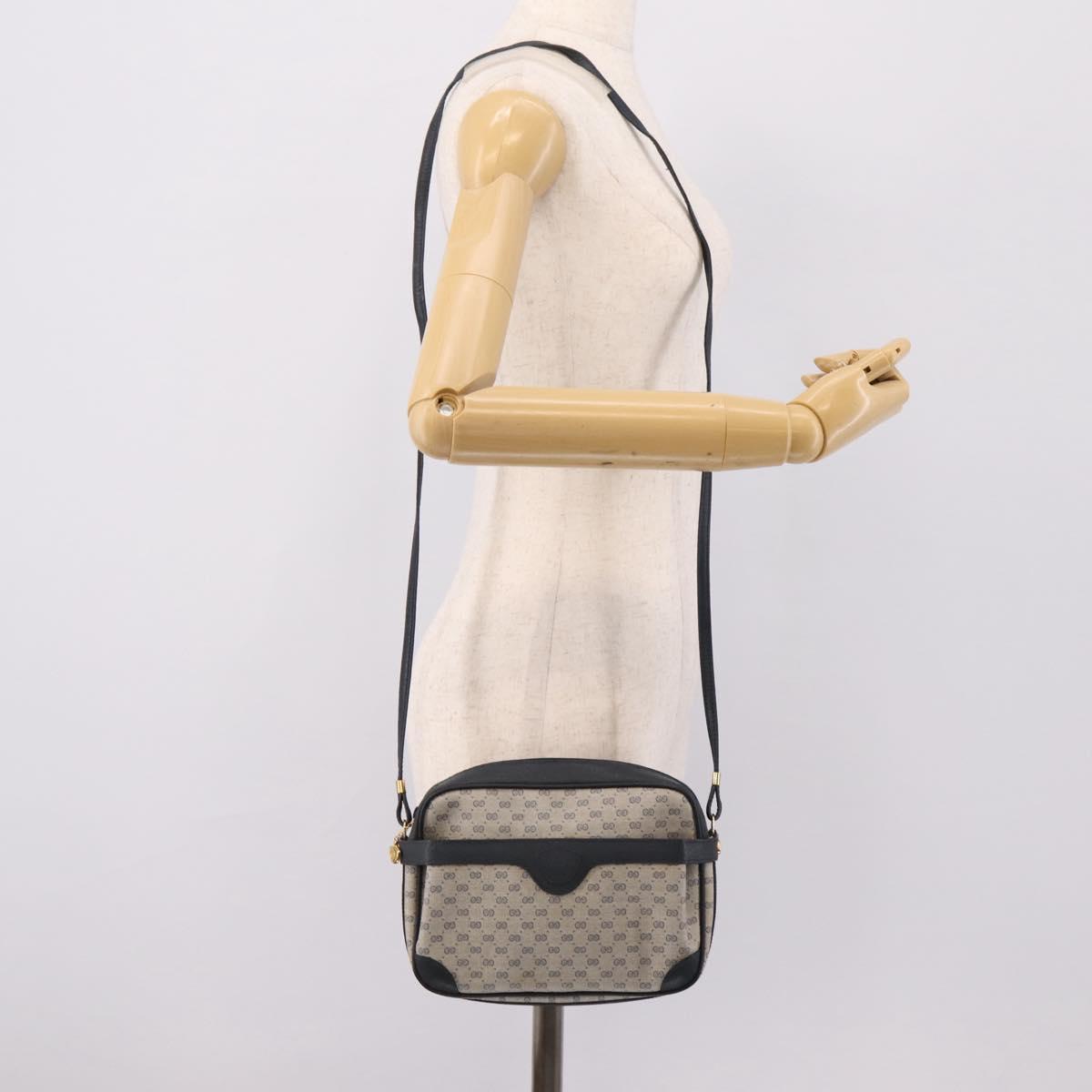 GUCCI Micro GG Supreme Shoulder Bag PVC Navy Gold 007 084 0423 Auth 201500
