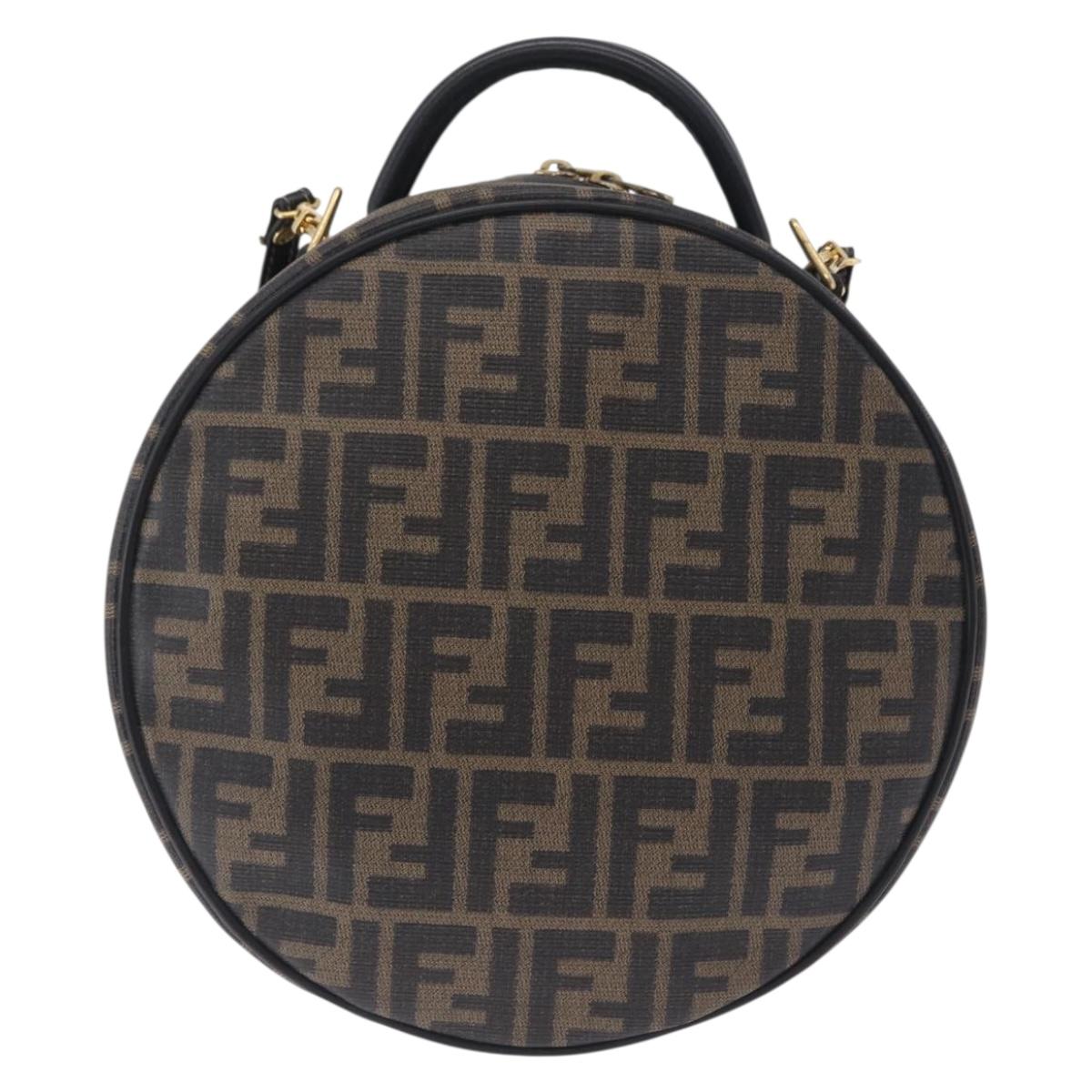 FENDI Zucca Canvas Hand Bag PVC 2way Black Brown Auth 201505A