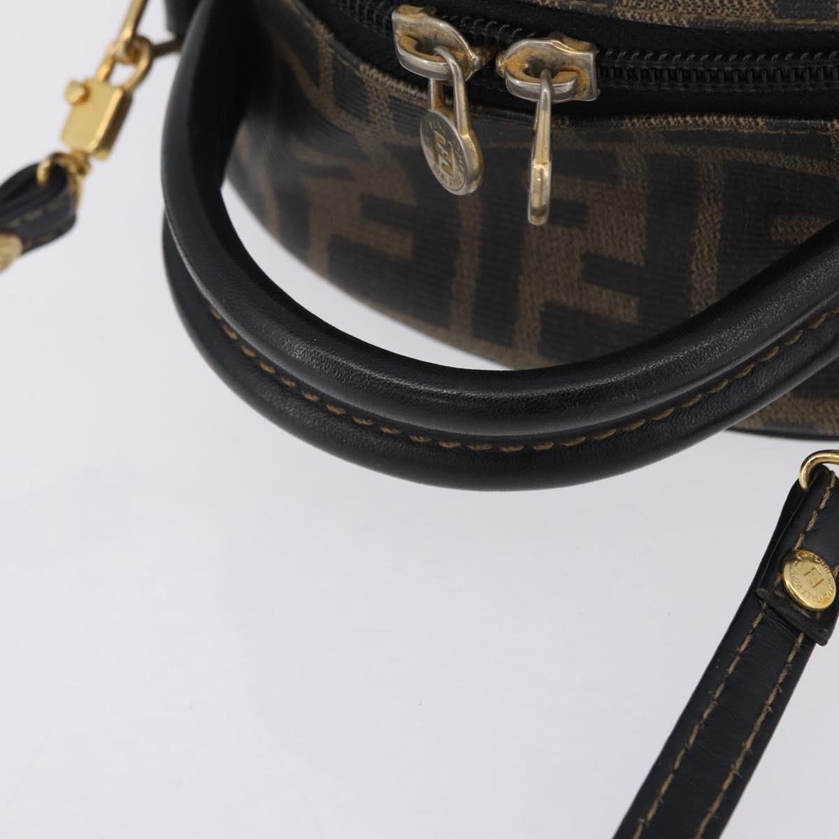 FENDI Zucca Canvas Hand Bag PVC 2way Black Brown Auth 201505A