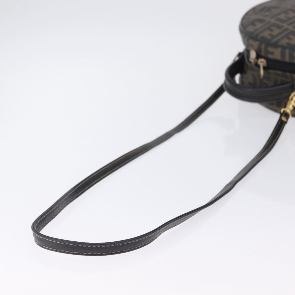 FENDI Zucca Canvas Hand Bag PVC 2way Black Brown Auth 201505A