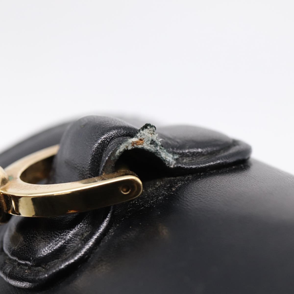 GUCCI Bamboo Hand Bag Leather Black Gold 000 1364 0633 Auth 201509A