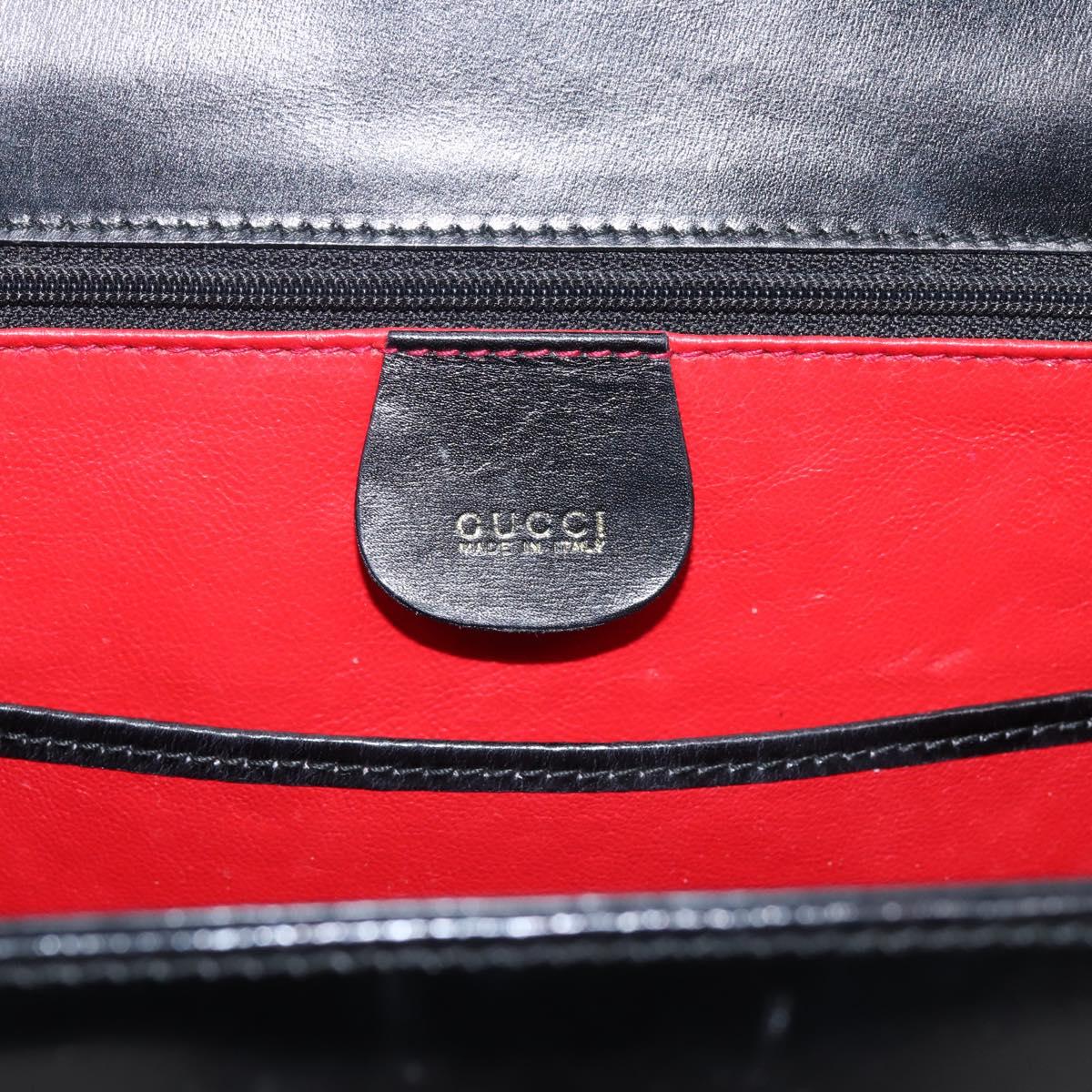 GUCCI Bamboo Hand Bag Leather Black Gold 000 1364 0633 Auth 201509A