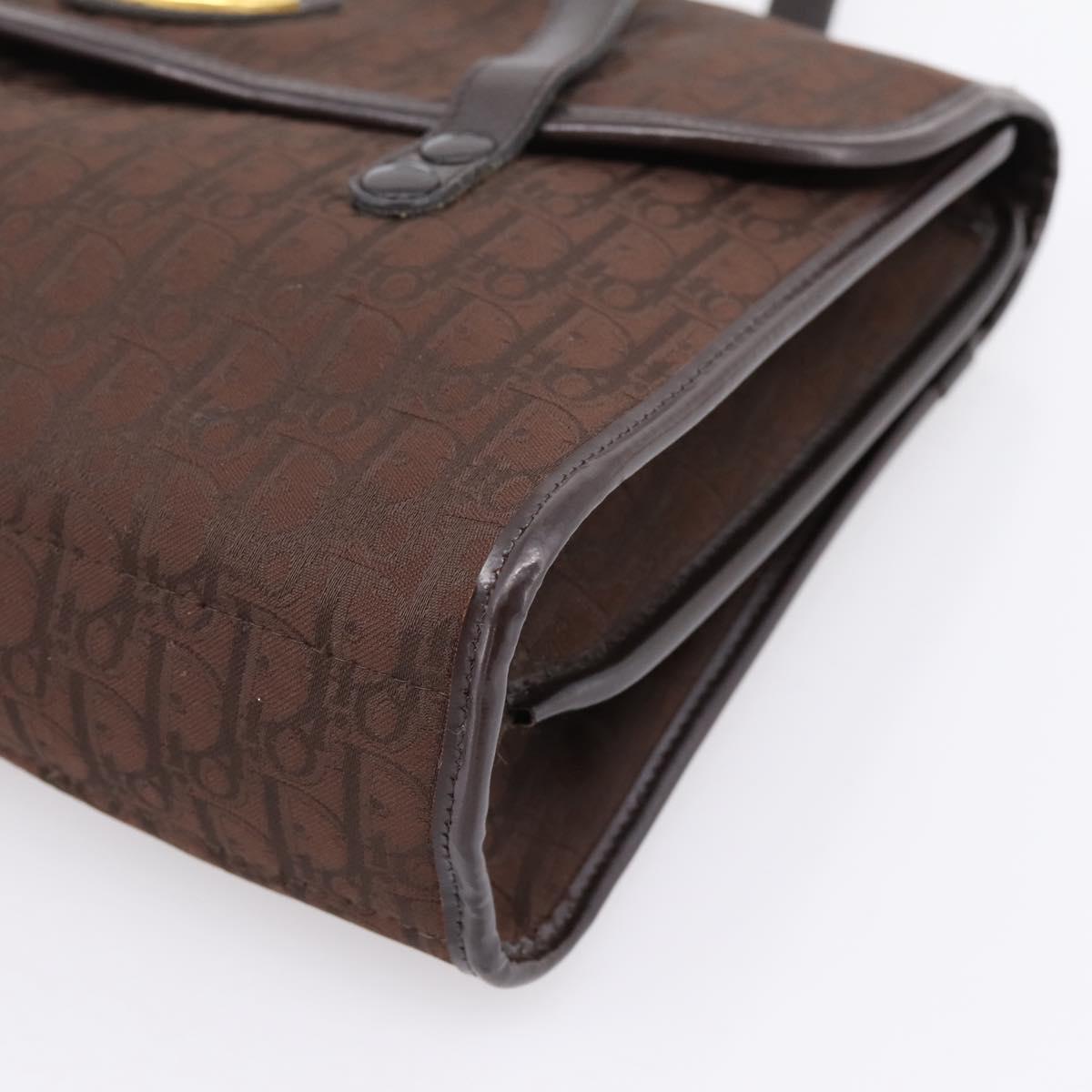 Christian Dior Trotter Canvas Hand Bag Brown Gold Auth 201513