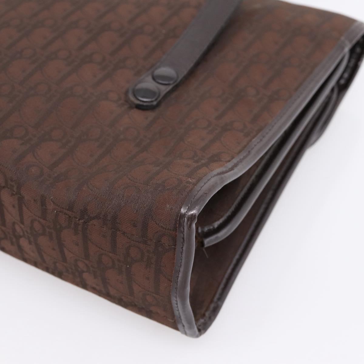 Christian Dior Trotter Canvas Hand Bag Brown Gold Auth 201513