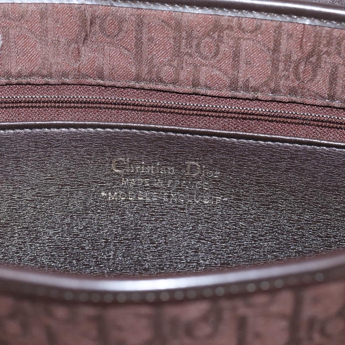 Christian Dior Trotter Canvas Hand Bag Brown Gold Auth 201513