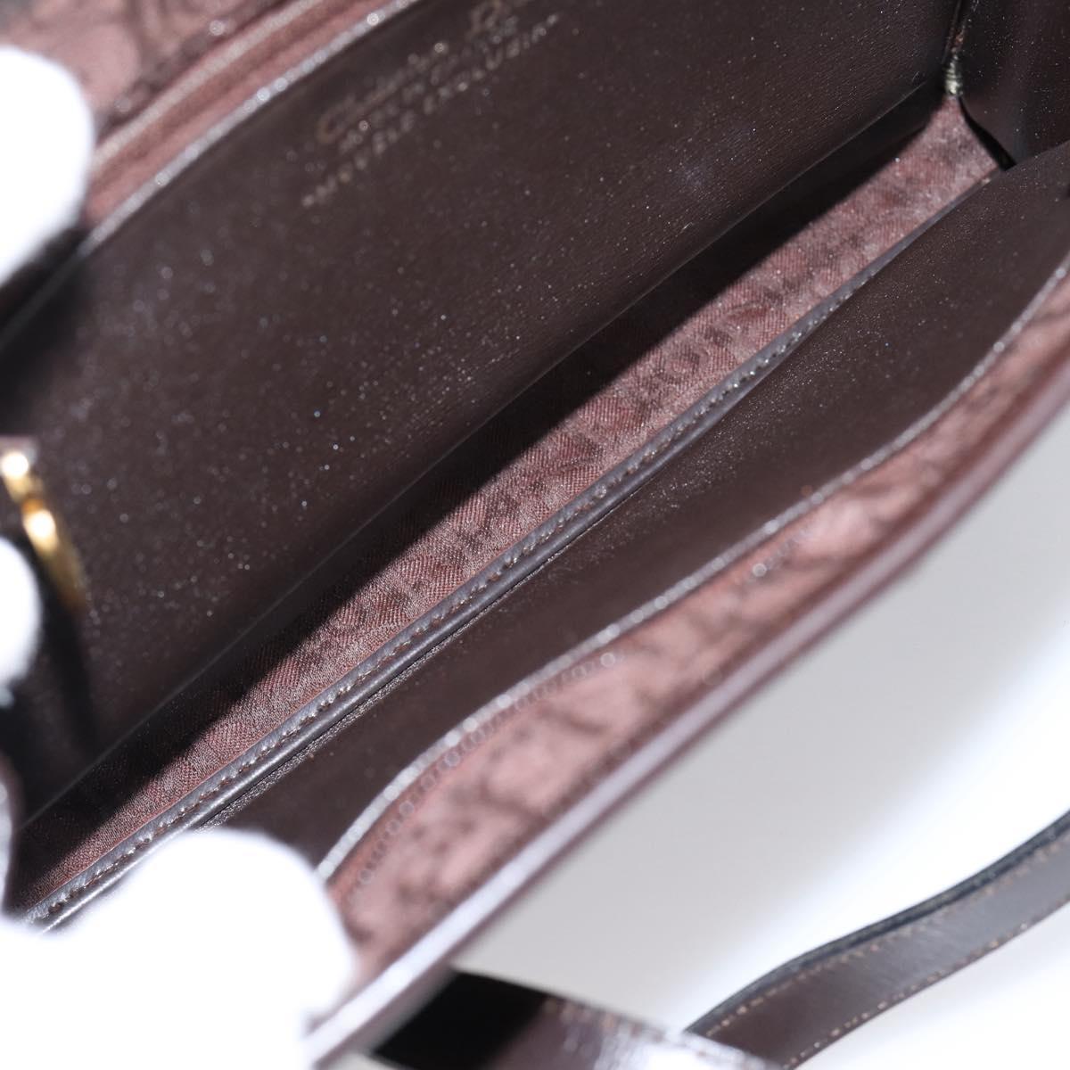 Christian Dior Trotter Canvas Hand Bag Brown Gold Auth 201513