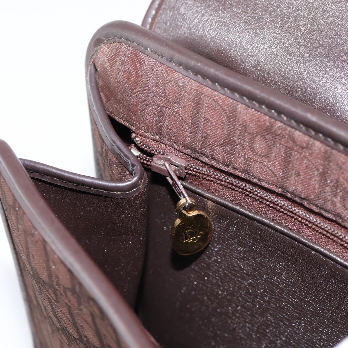 Christian Dior Trotter Canvas Hand Bag Brown Gold Auth 201513