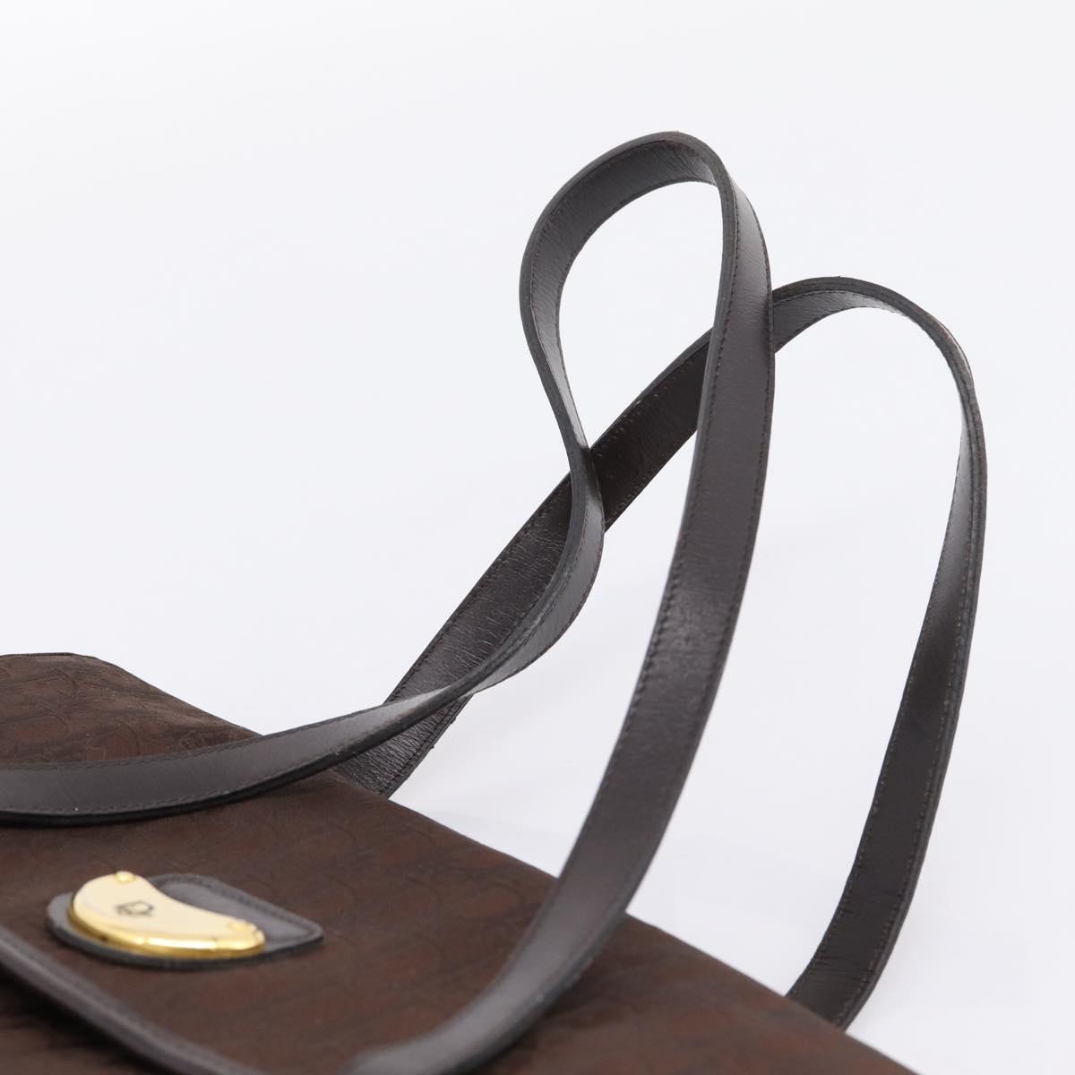 Christian Dior Trotter Canvas Hand Bag Brown Gold Auth 201513