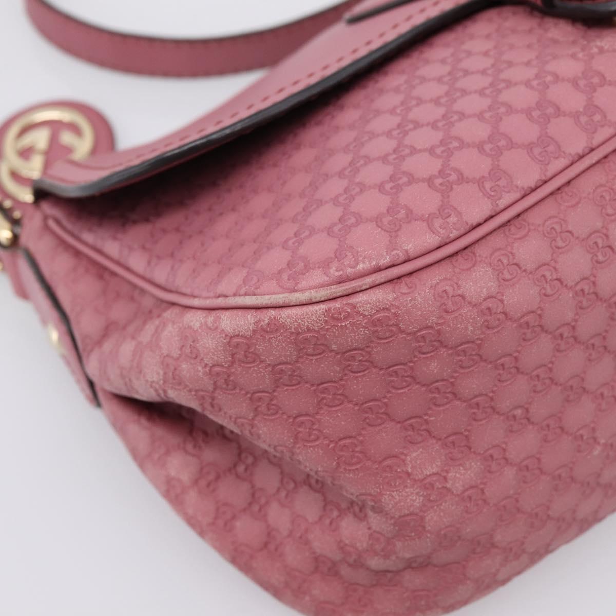 GUCCI Micro GG Canvas Guccissima Bag Leather Pink Gold 308452 Auth 201514