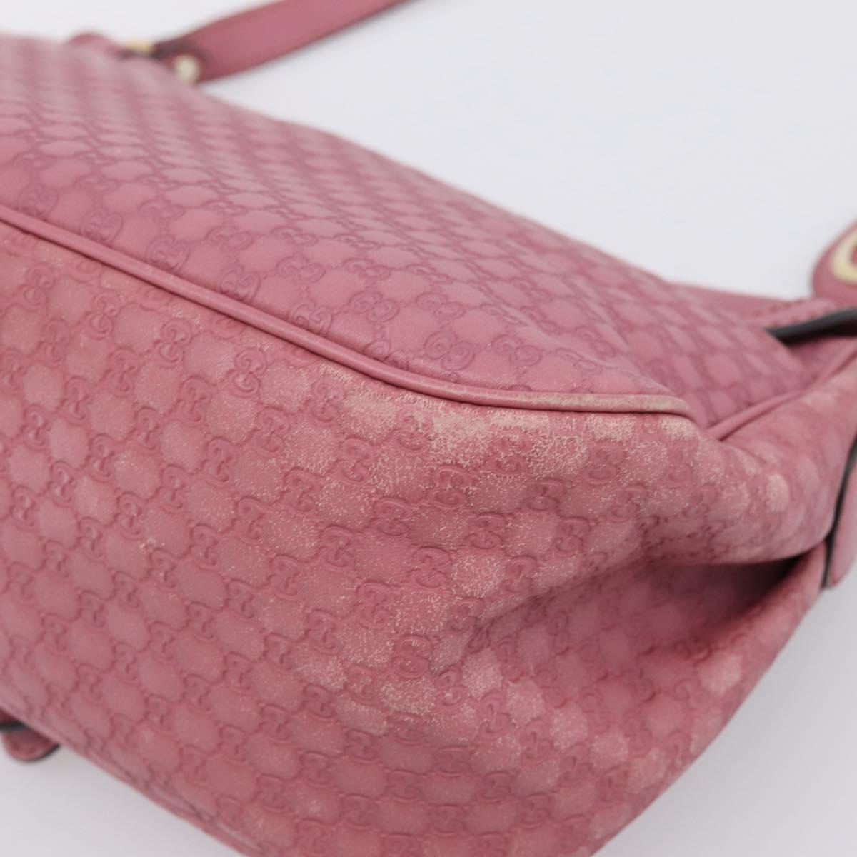 GUCCI Micro GG Canvas Guccissima Bag Leather Pink Gold 308452 Auth 201514