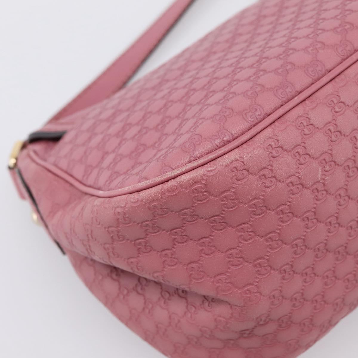 GUCCI Micro GG Canvas Guccissima Bag Leather Pink Gold 308452 Auth 201514