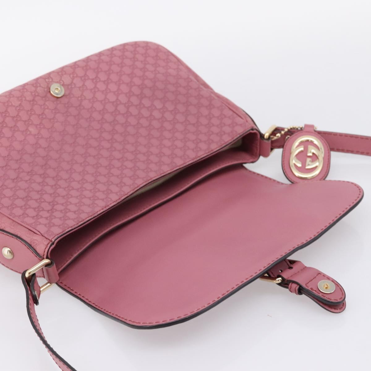GUCCI Micro GG Canvas Guccissima Bag Leather Pink Gold 308452 Auth 201514