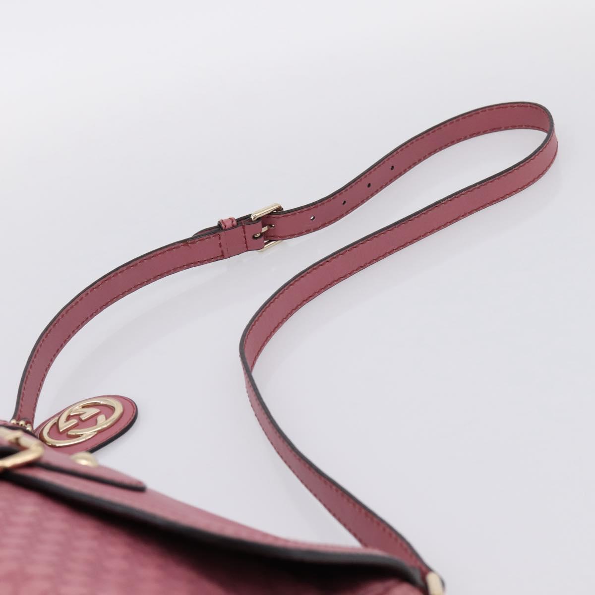 GUCCI Micro GG Canvas Guccissima Bag Leather Pink Gold 308452 Auth 201514