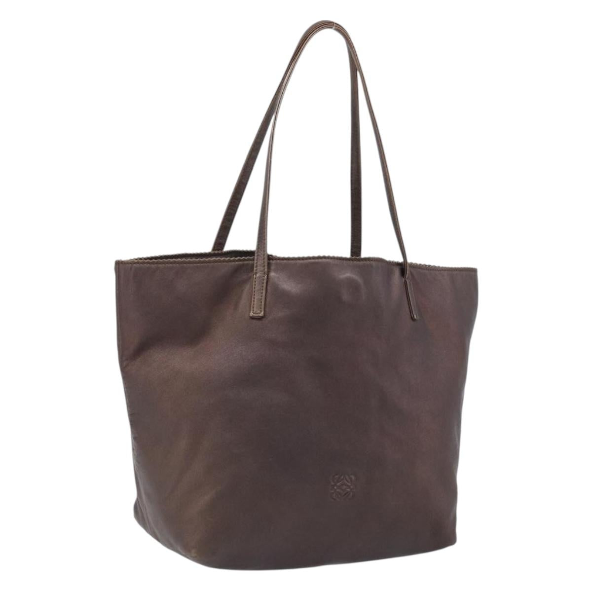 LOEWE Tote Bag Leather Brown Auth 201519
