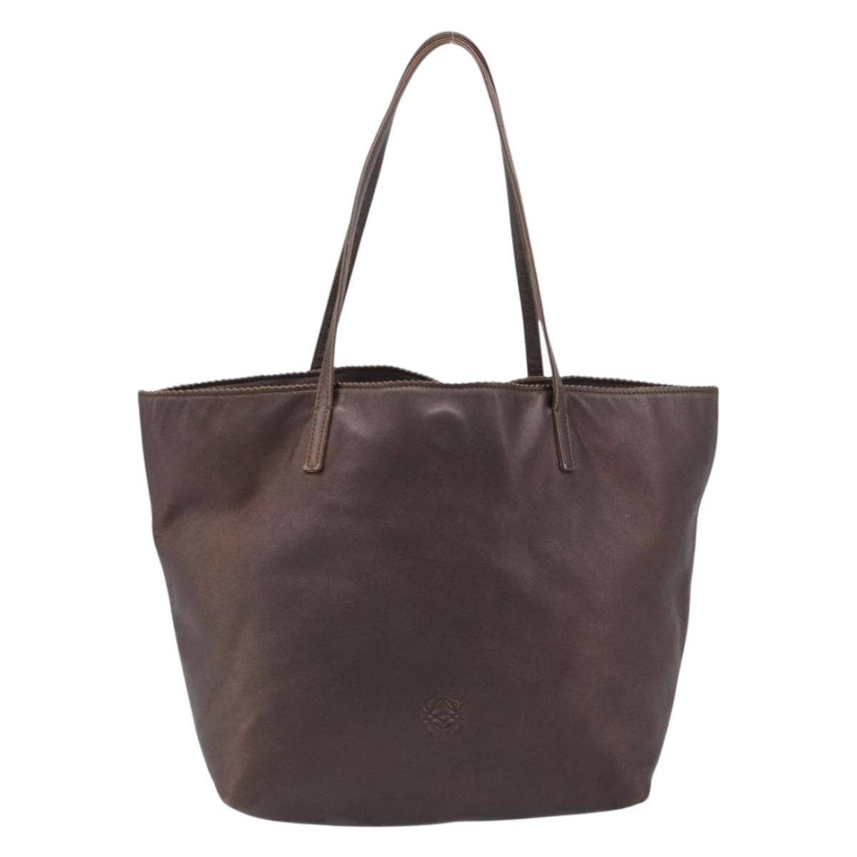LOEWE Tote Bag Leather Brown Auth 201519