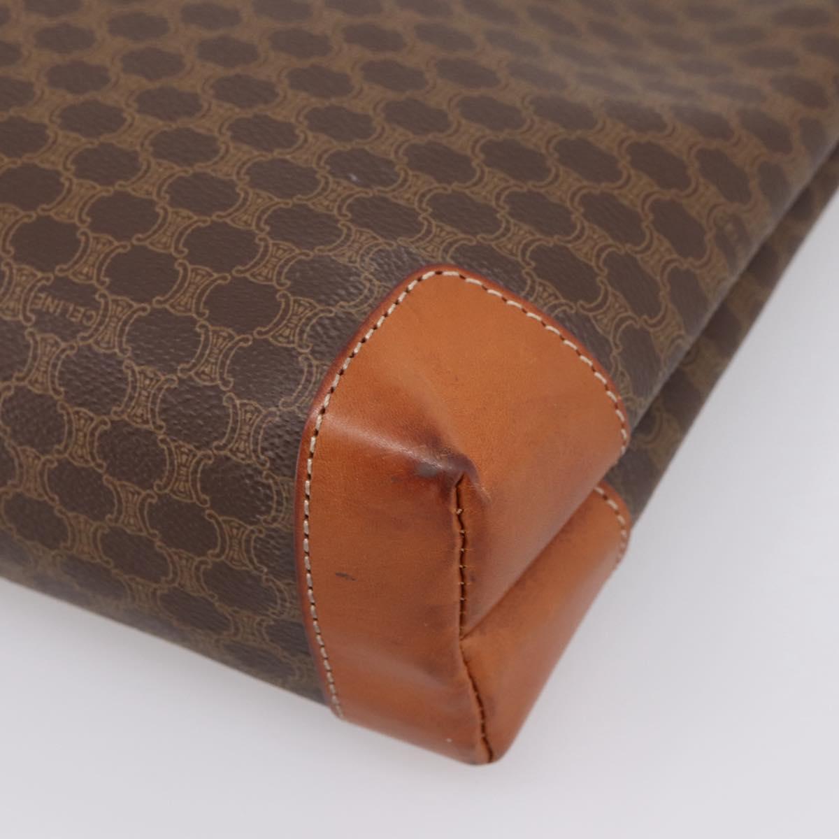 CELINE Macadam Clutch Bag PVC Leather Brown Gold Auth 201520A