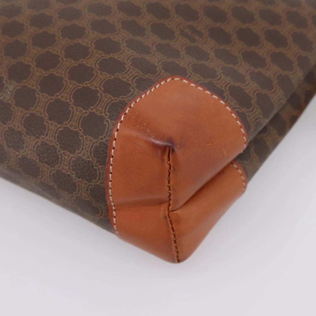 CELINE Macadam Clutch Bag PVC Leather Brown Gold Auth 201520A