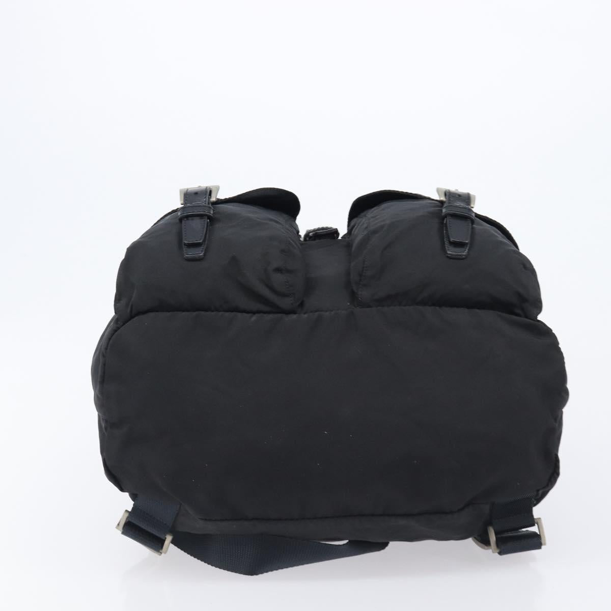 PRADA Backpack Nylon Black Silver Auth 201521