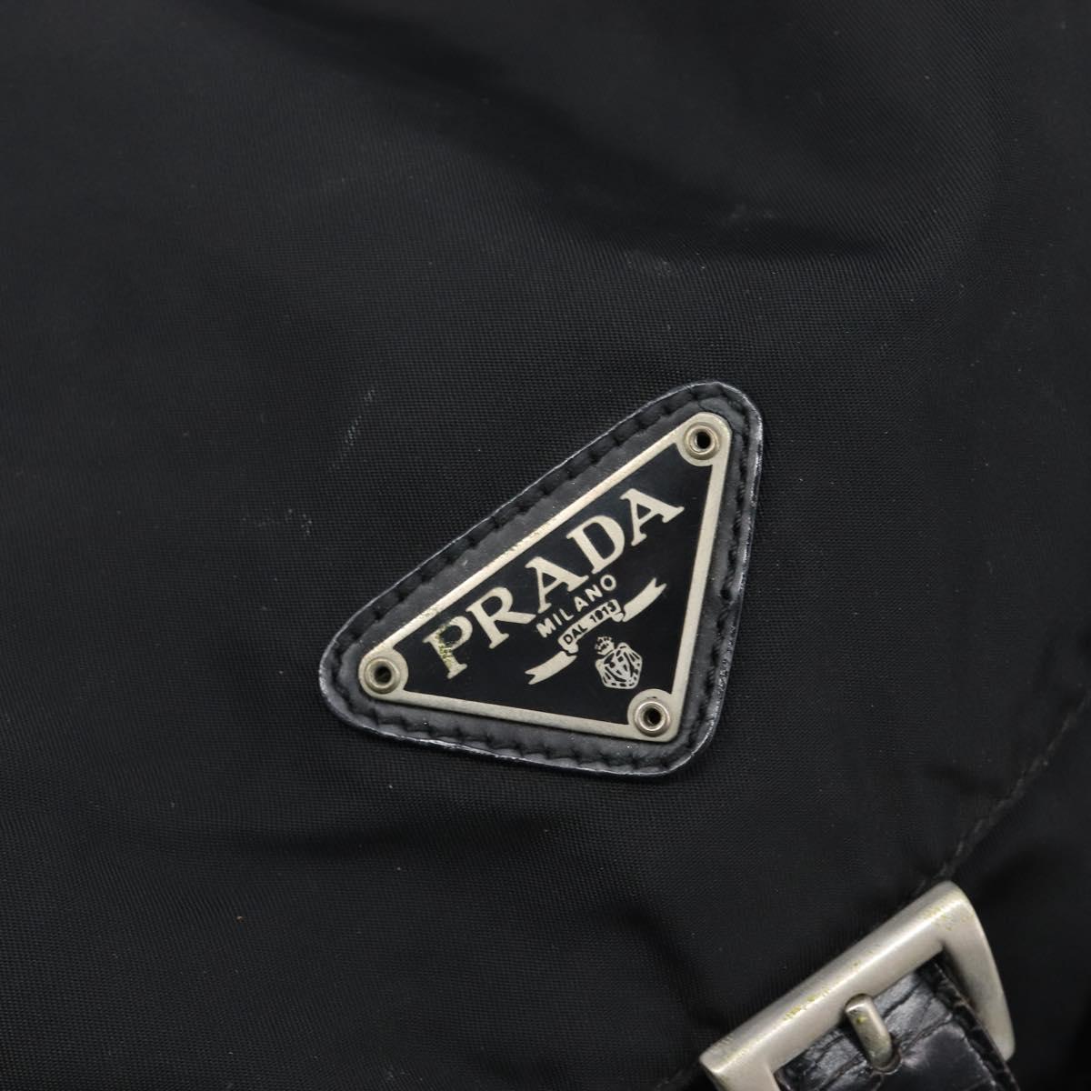 PRADA Backpack Nylon Black Silver Auth 201521