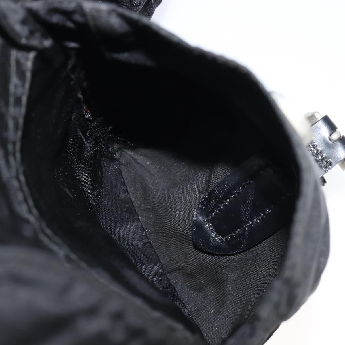 PRADA Backpack Nylon Black Silver Auth 201521