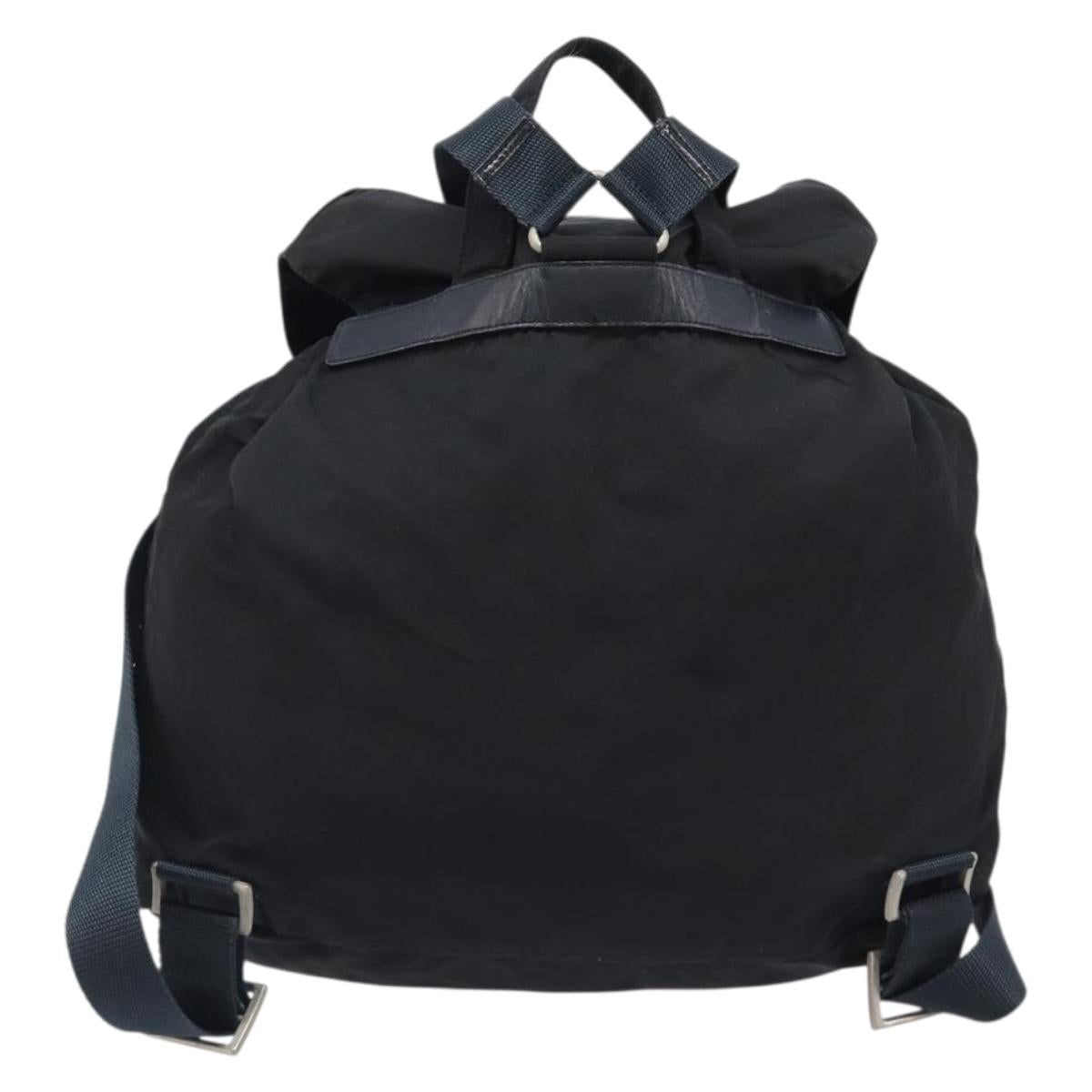 PRADA Backpack Nylon Black Silver Auth 201521