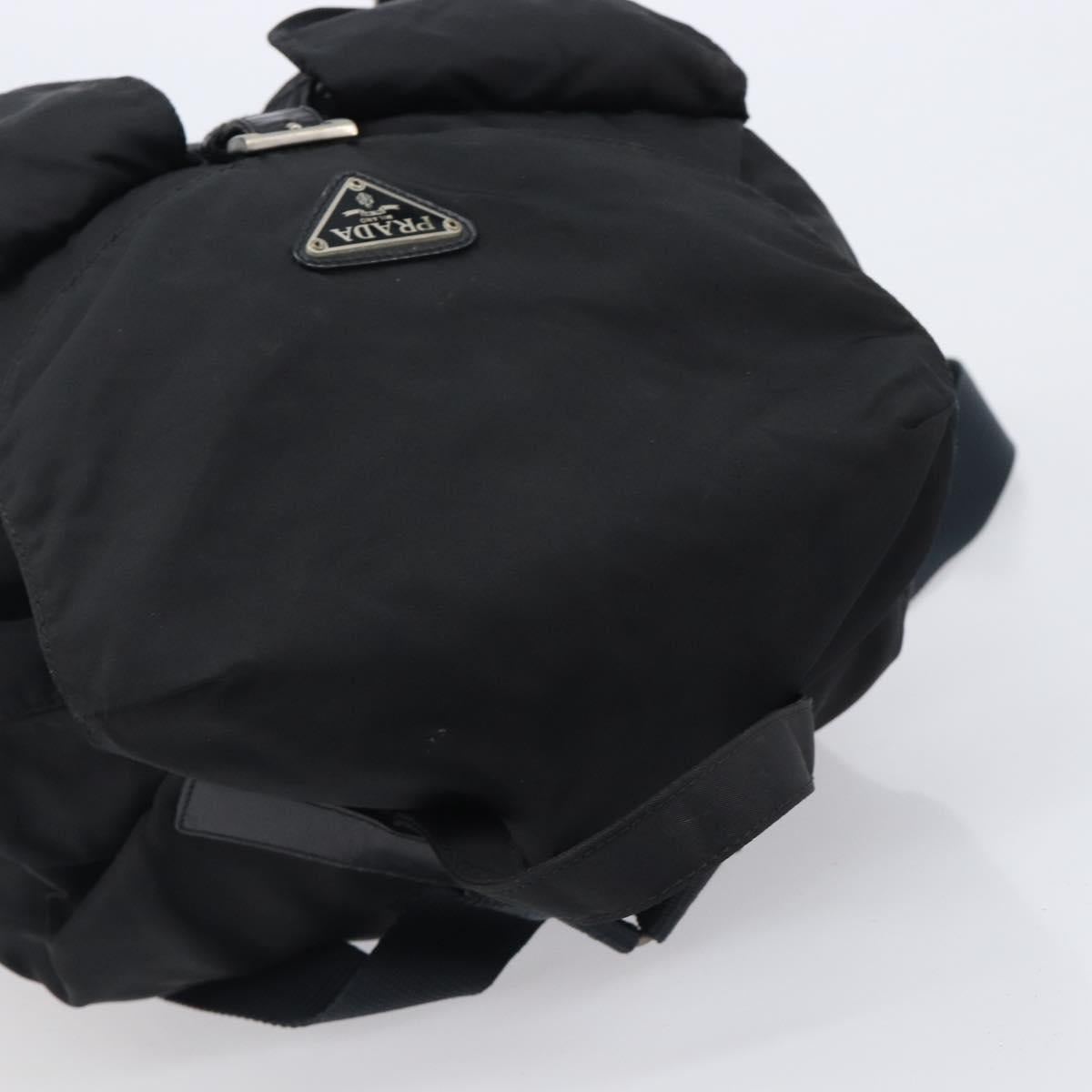 PRADA Backpack Nylon Black Silver Auth 201521