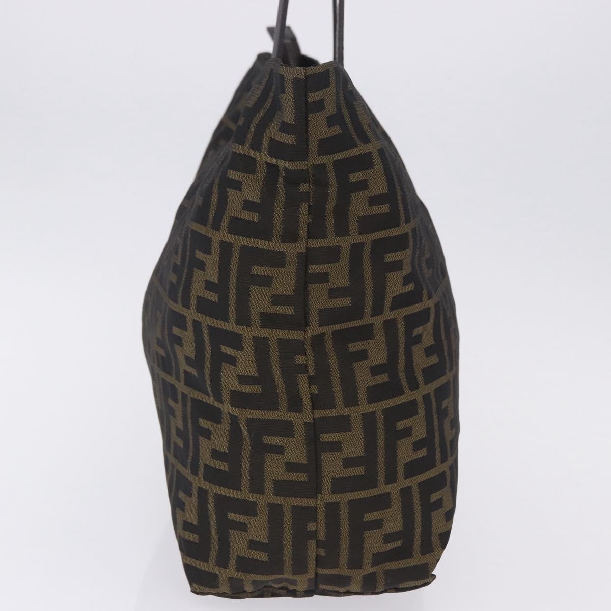 FENDI Zucca Canvas Tote Bag Black Brown Auth 201522