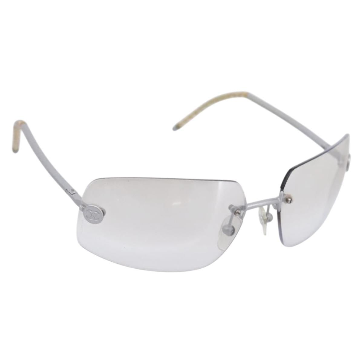CHANEL Glasses metal Silver CC Auth 201529M