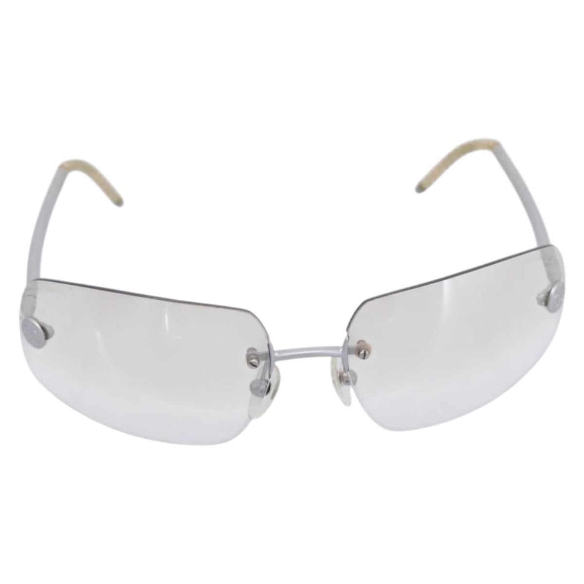CHANEL Glasses metal Silver CC Auth 201529M