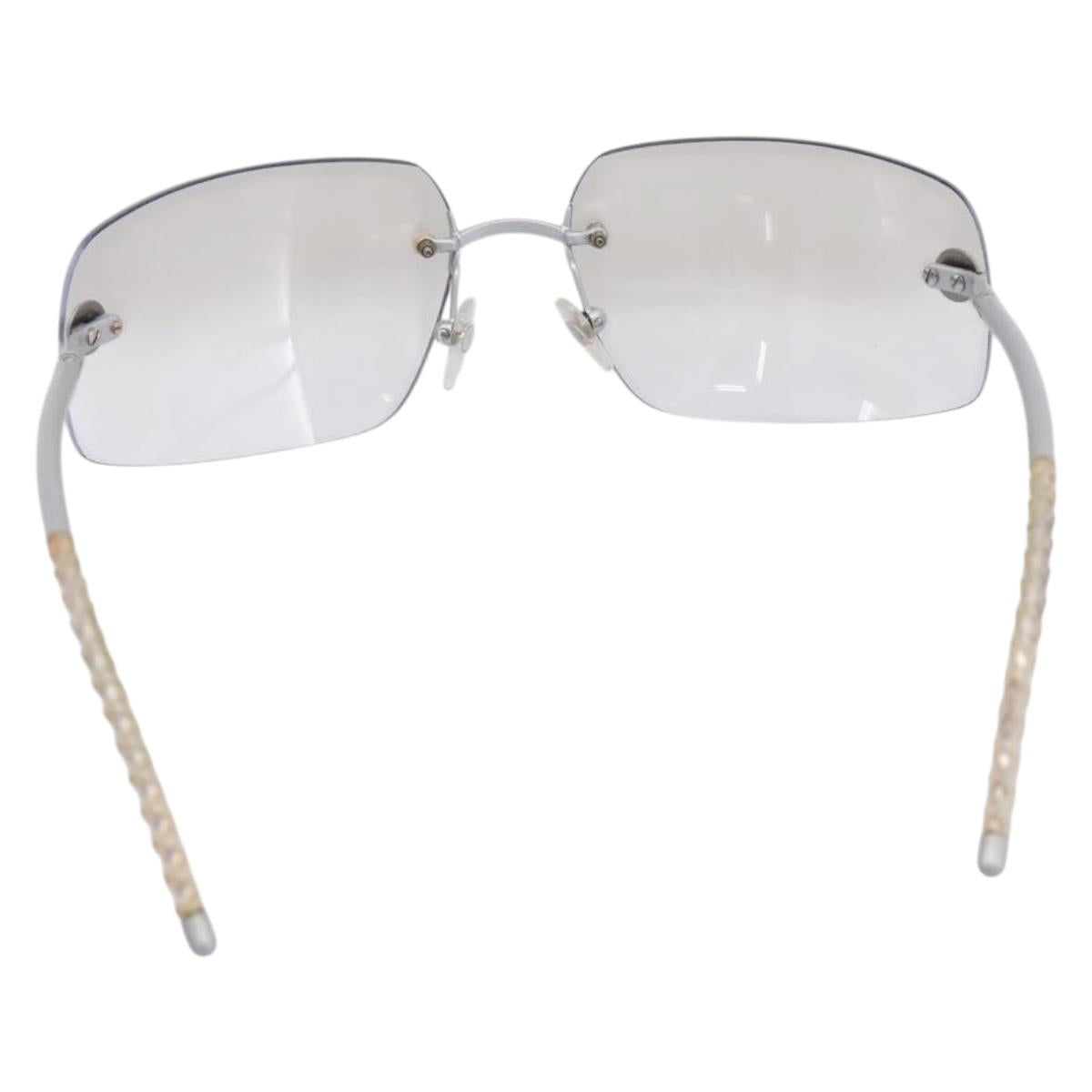 CHANEL Glasses metal Silver CC Auth 201529M