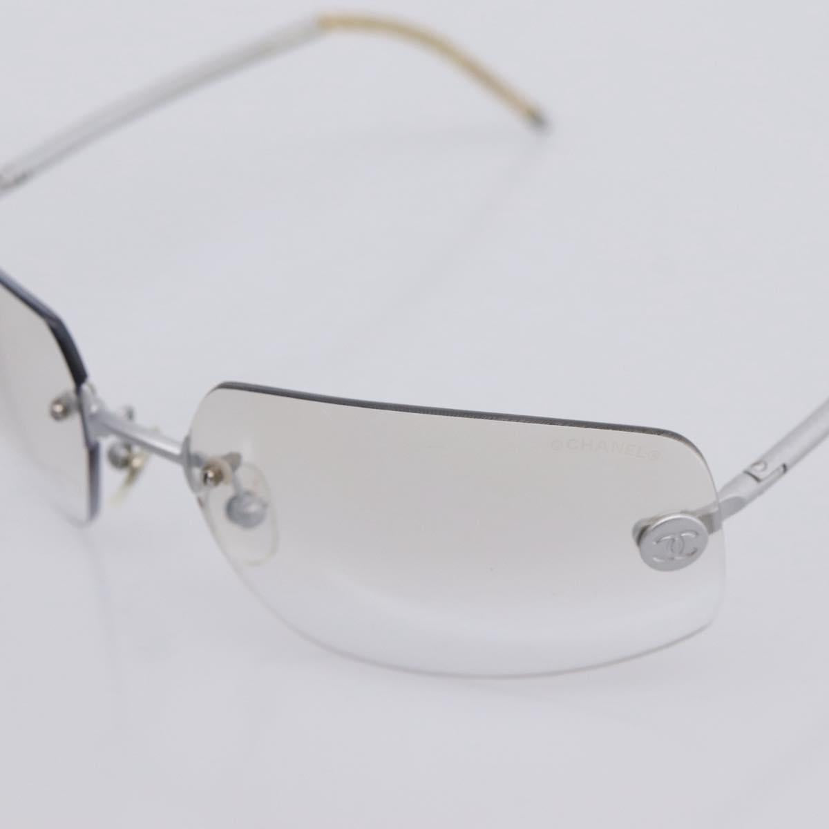 CHANEL Glasses metal Silver CC Auth 201529M