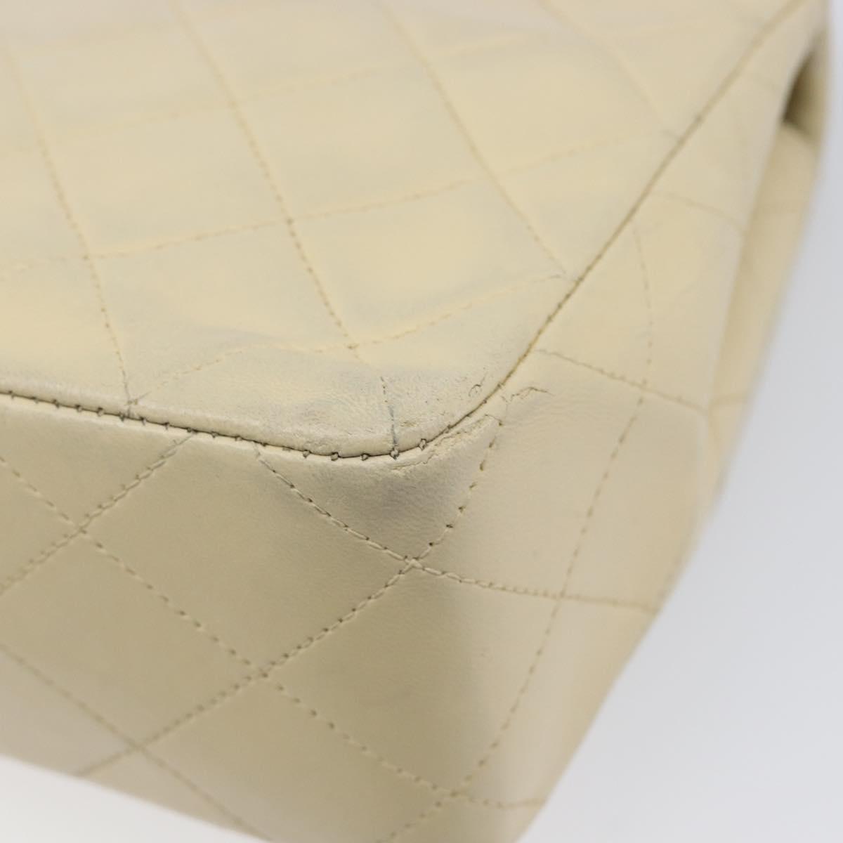 CHANEL Matelasse Chain Shoulder Bag Lamb Skin Beige Gold CC Auth 201539A