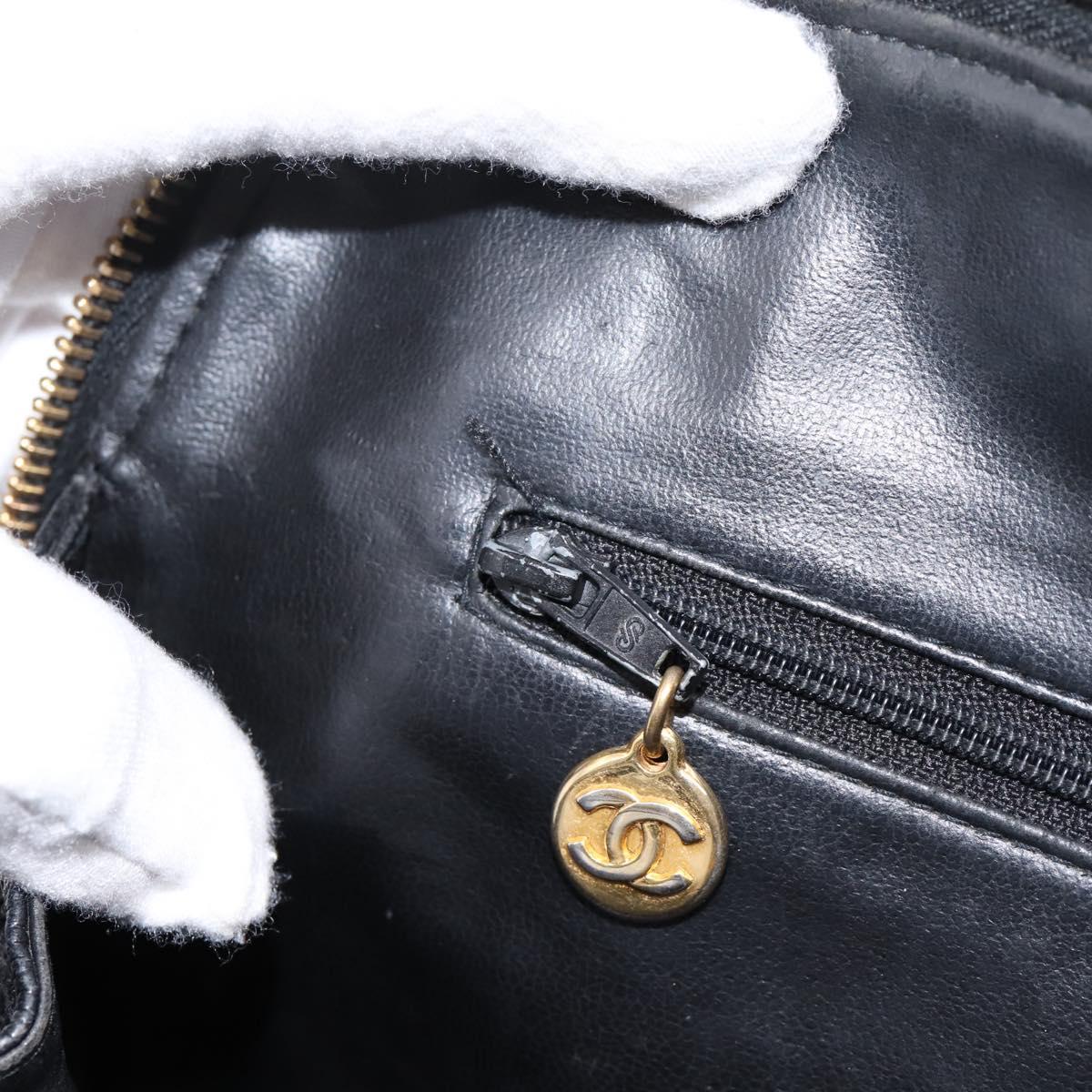 CHANEL COCO Mark Chain Shoulder Bag Caviar Skin Black Gold CC Auth 201540A