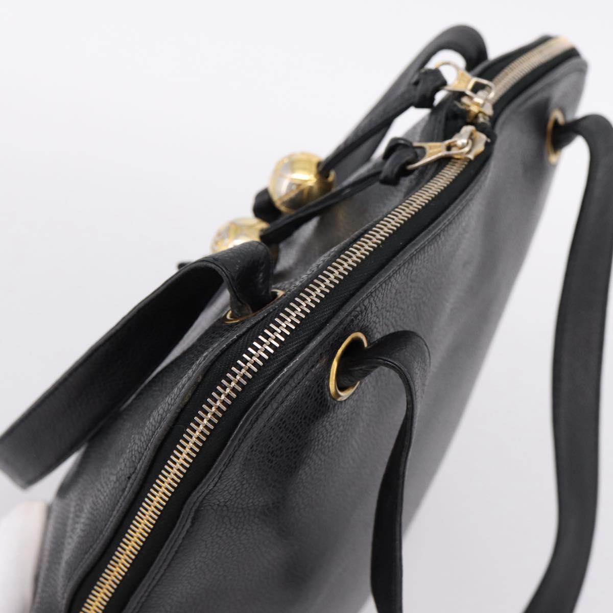 CHANEL COCO Mark Chain Shoulder Bag Caviar Skin Black Gold CC Auth 201540A