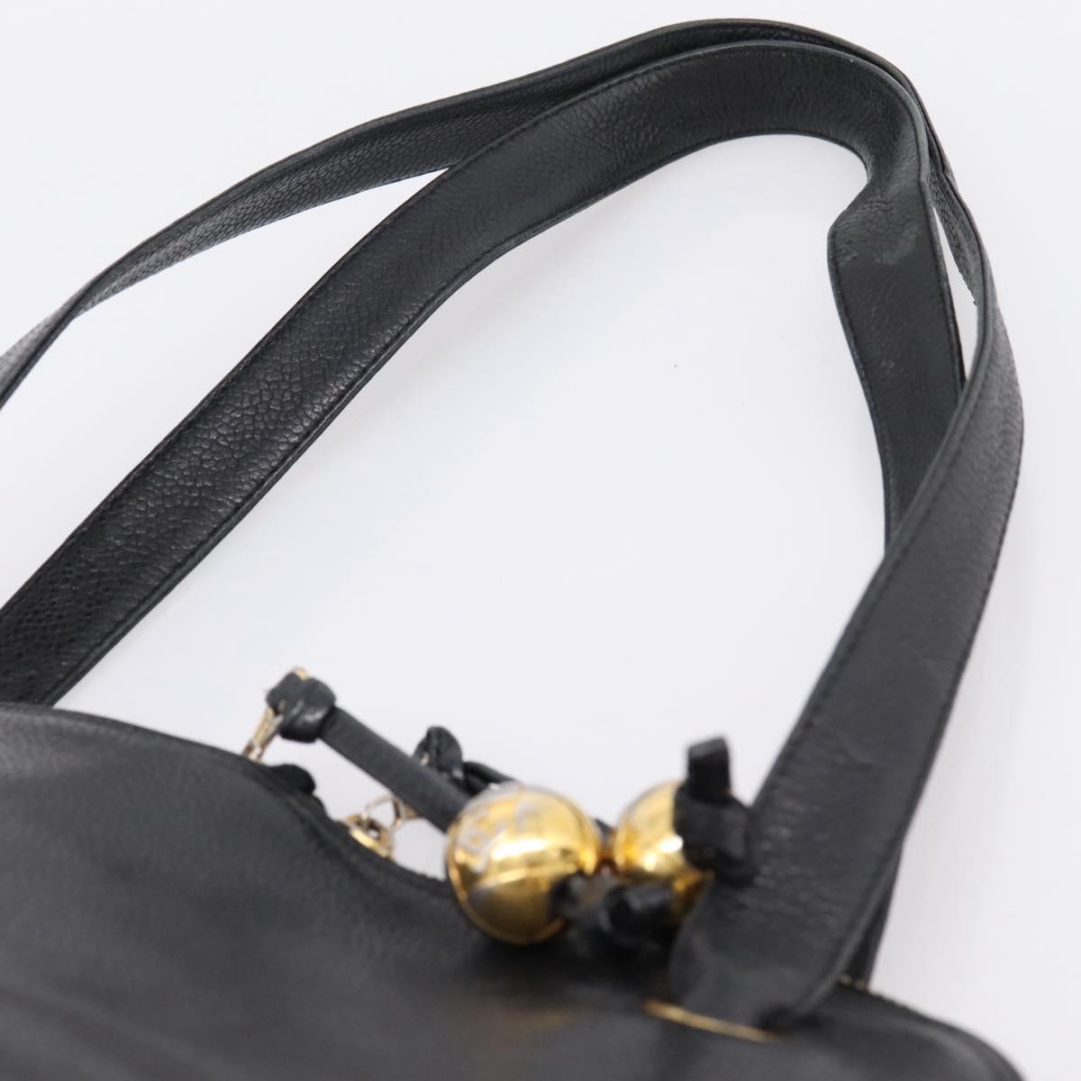 CHANEL COCO Mark Chain Shoulder Bag Caviar Skin Black Gold CC Auth 201540A