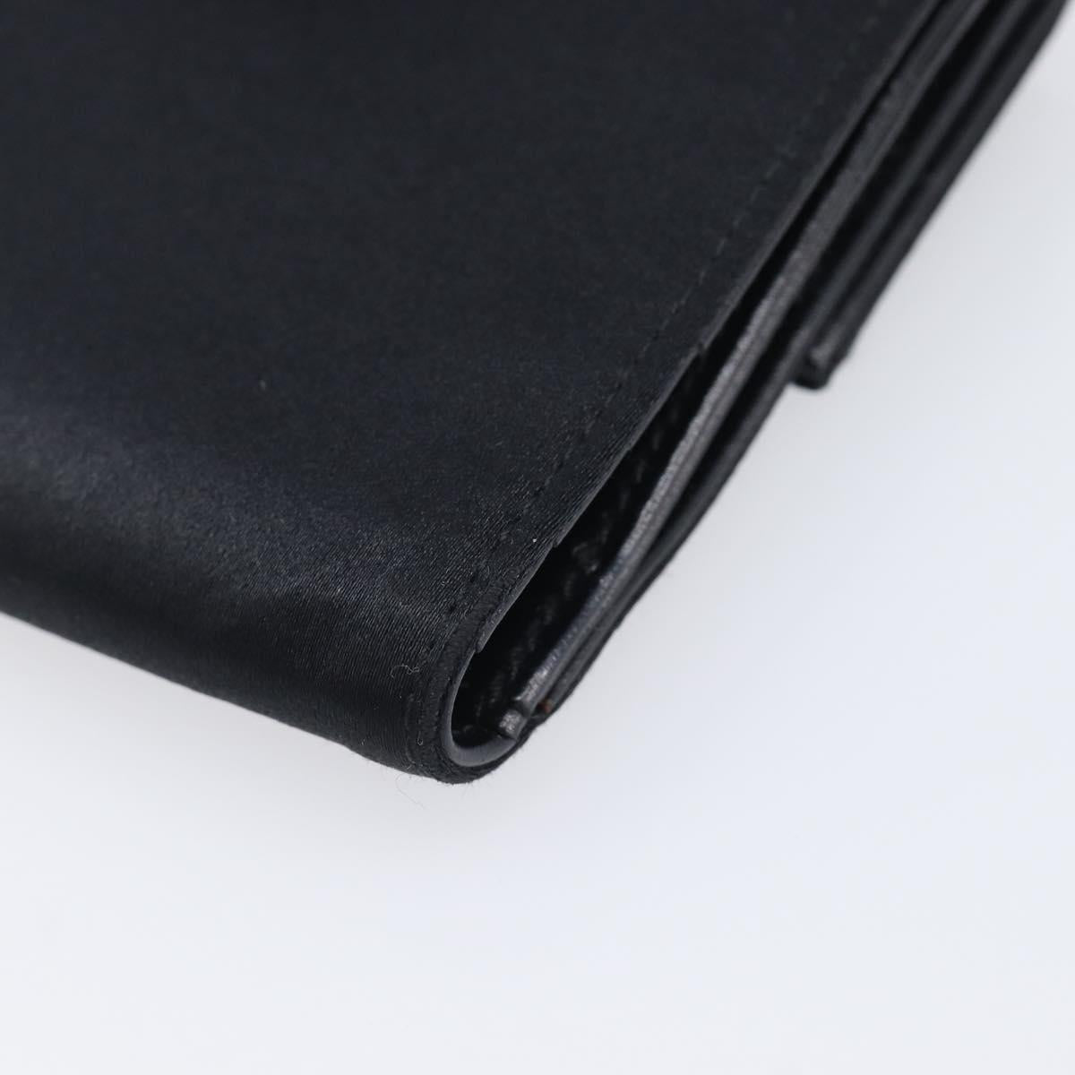 PRADA Wallet Satin Black Silver Auth 201549V