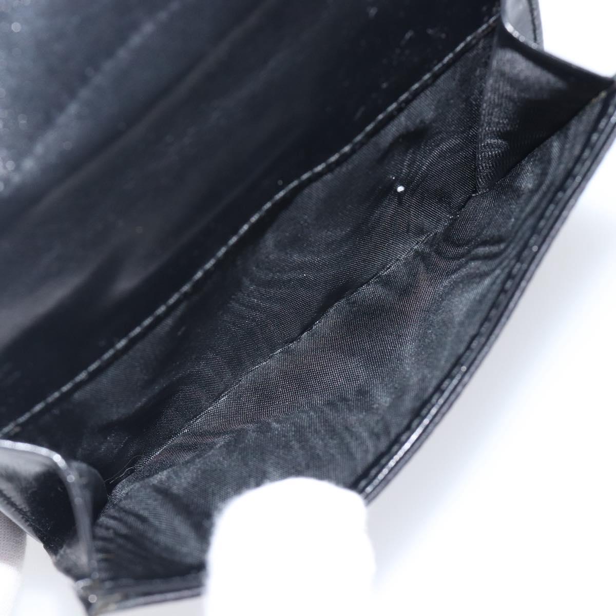 PRADA Wallet Satin Black Silver Auth 201549V