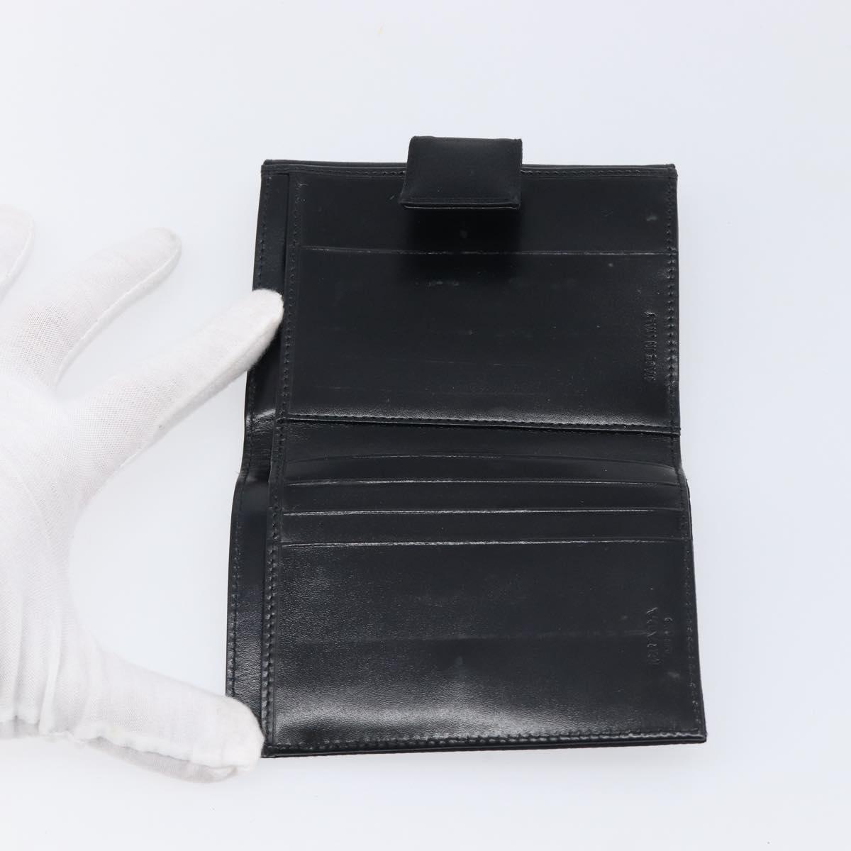 PRADA Wallet Satin Black Silver Auth 201549V