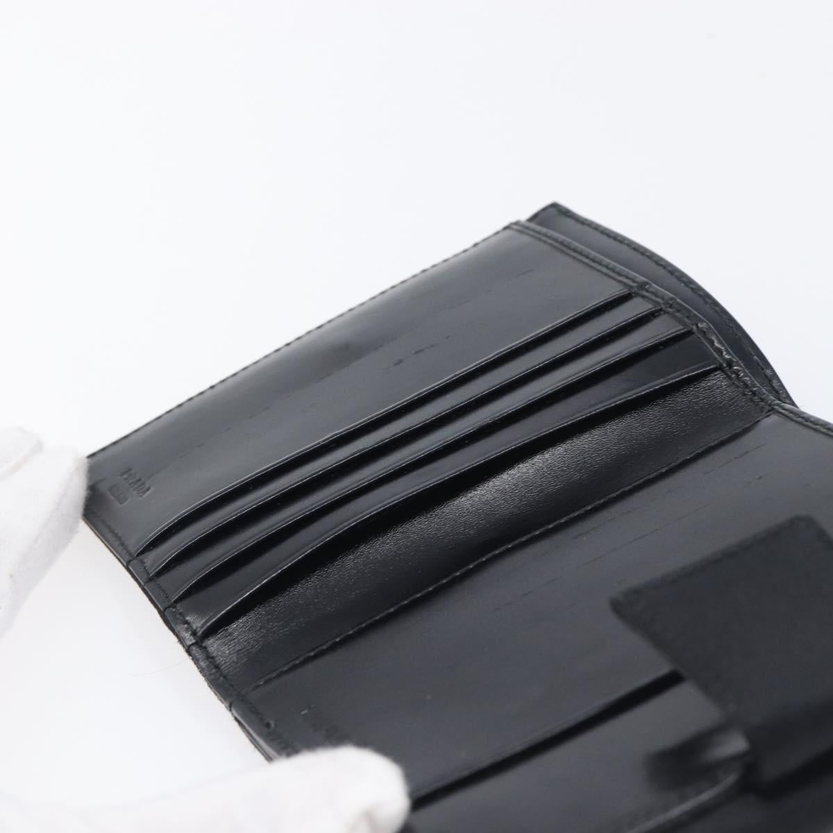 PRADA Wallet Satin Black Silver Auth 201549V