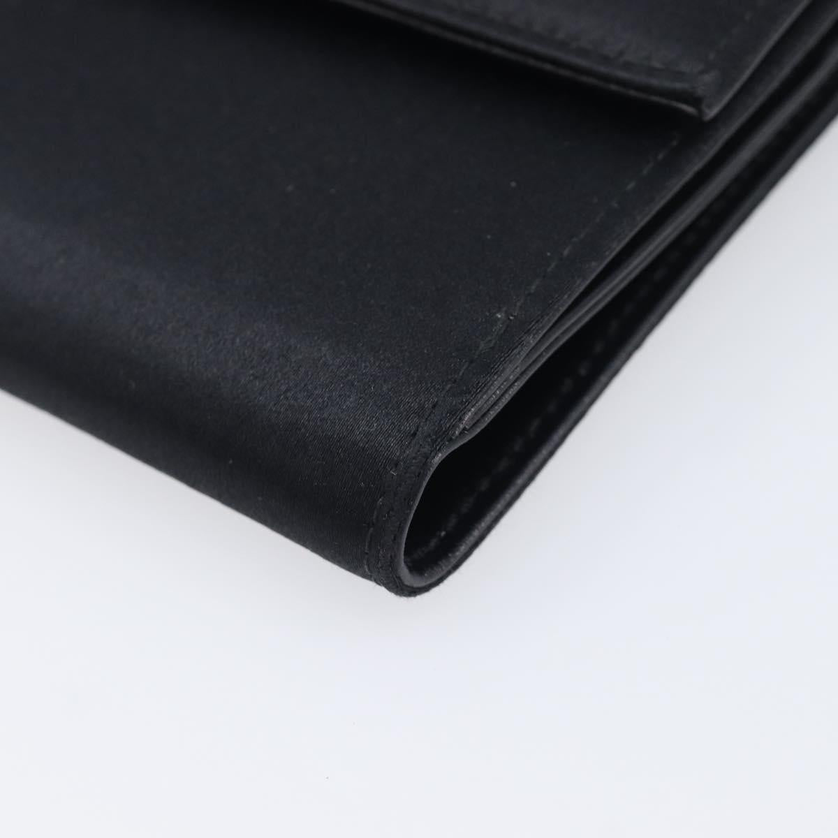 PRADA Wallet Satin Black Silver Auth 201549V