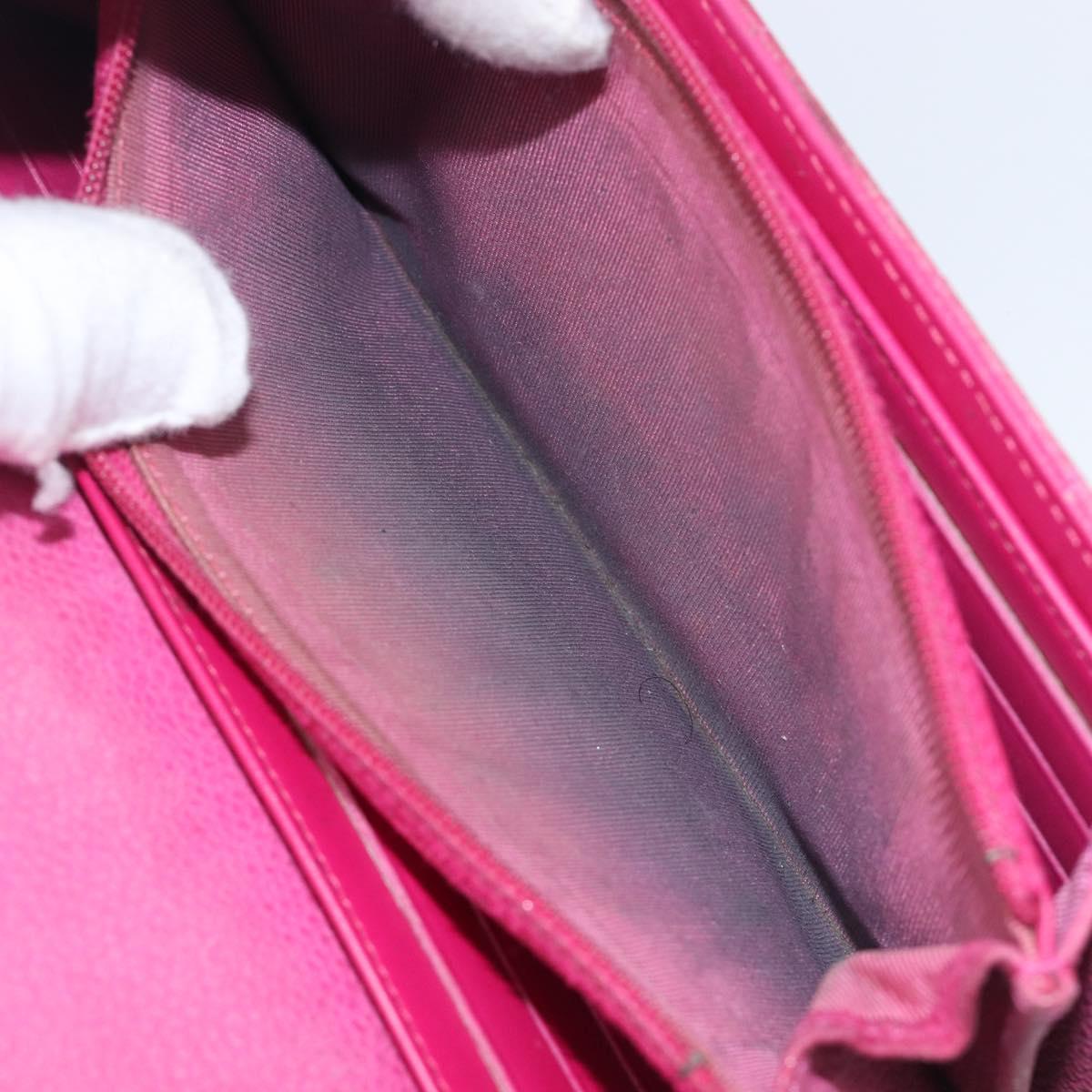 CHANEL Matelasse Long Wallet Caviar Skin Pink Silver CC Auth 201551
