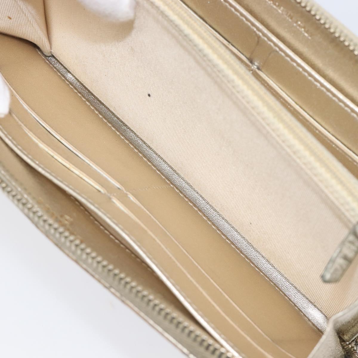 CHANEL Matelasse Long Wallet Lamb Skin Champagne Gold CC Auth 201554