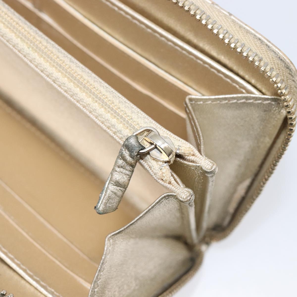 CHANEL Matelasse Long Wallet Lamb Skin Champagne Gold CC Auth 201554