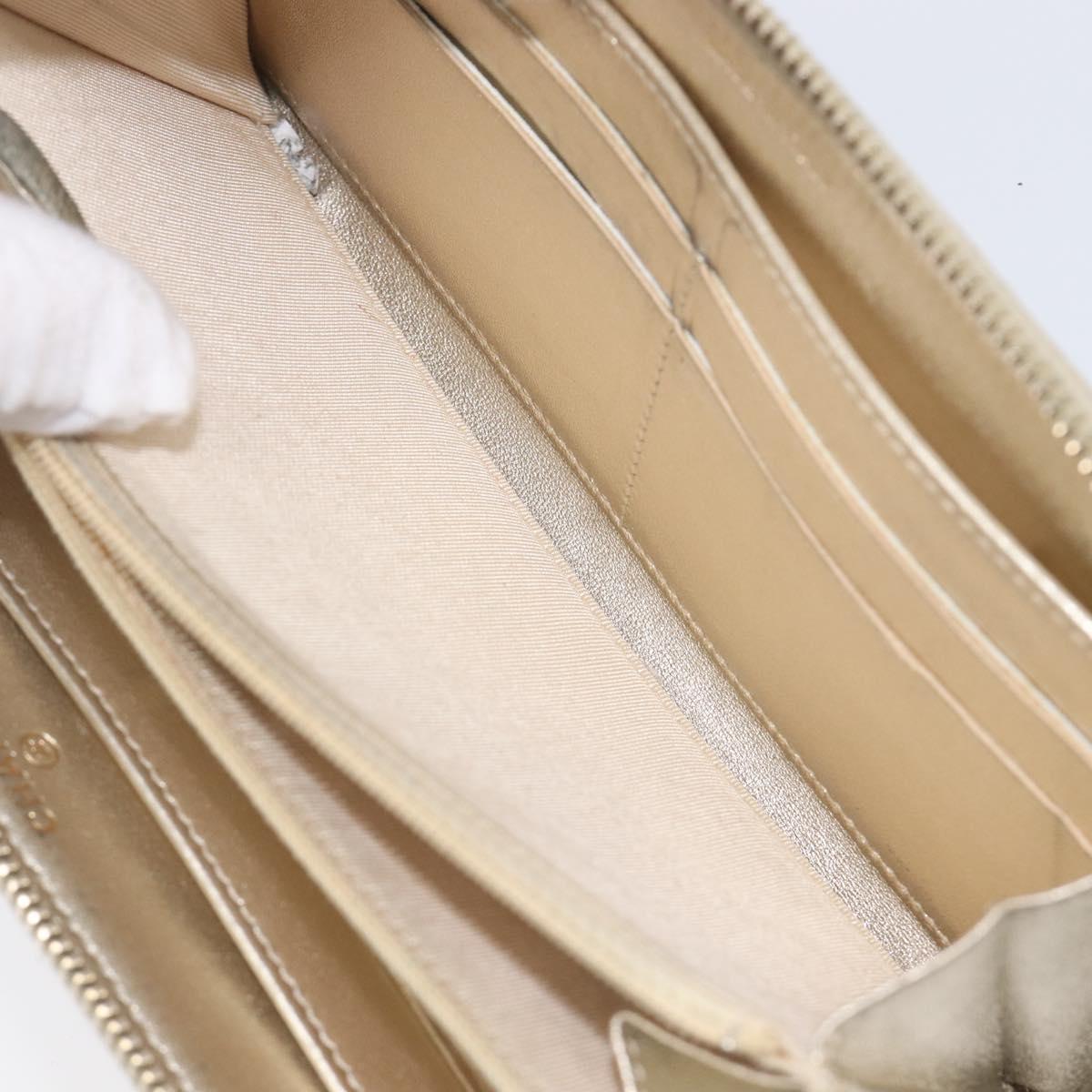 CHANEL Matelasse Long Wallet Lamb Skin Champagne Gold CC Auth 201554