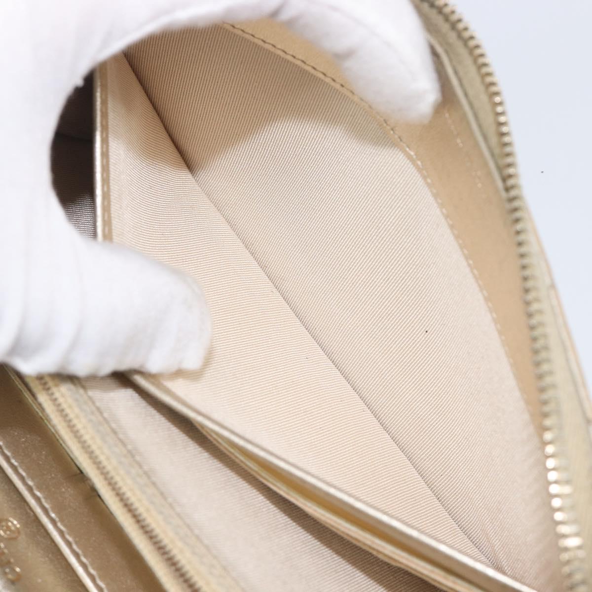 CHANEL Matelasse Long Wallet Lamb Skin Champagne Gold CC Auth 201554