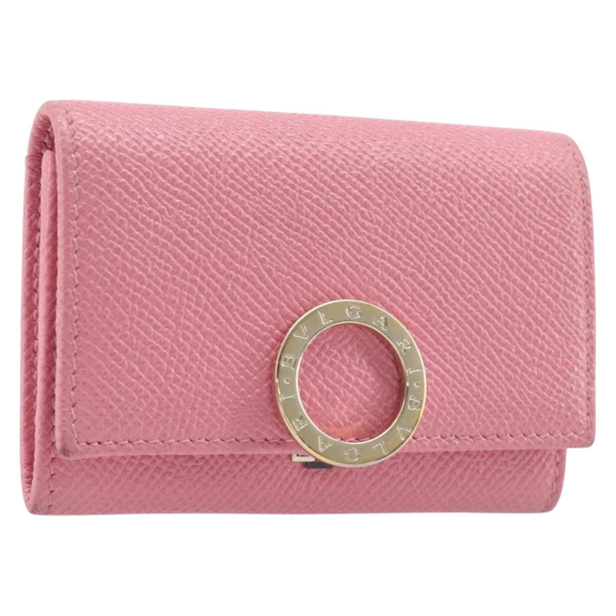 BVLGARI Coin Purse Leather Pink Gold Auth 201561V