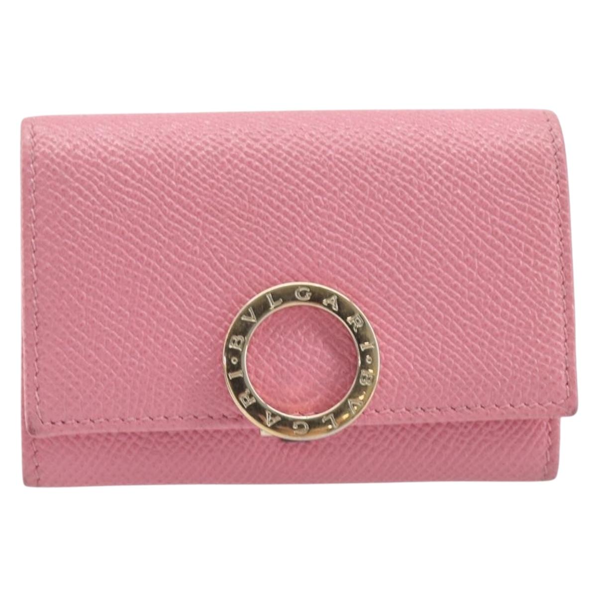 BVLGARI Coin Purse Leather Pink Gold Auth 201561V