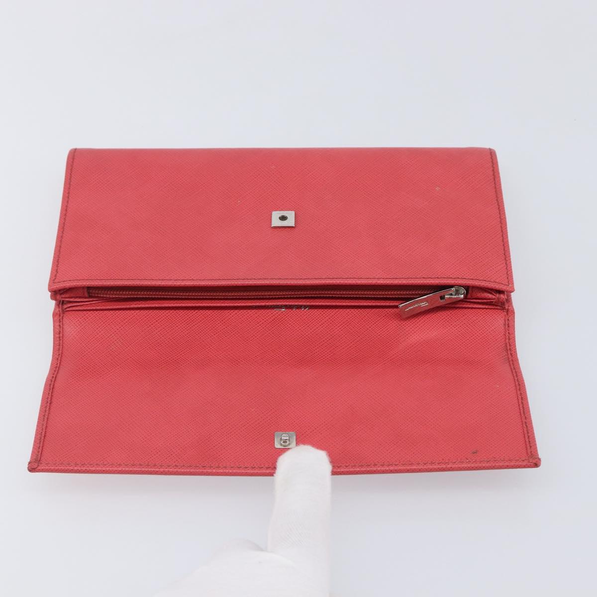Salvatore Ferragamo Gancini Long Wallet Leather Pink Silver Auth 201562A